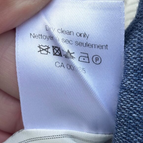 Veronica Beard Sienna Collarless Denim Moto Jacket 0 Linen Blend Jean Zip Up USA - Picture 15 of 15